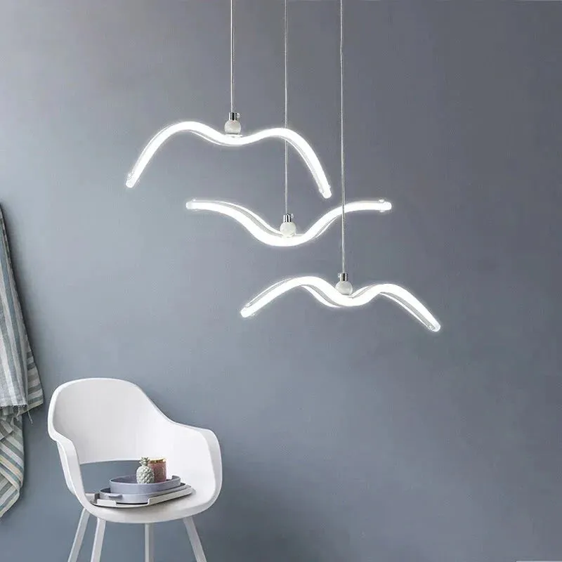 Modern LED Pendant Light For Living Room/Dining White Pendant Lamp For Coffee House Bedroom Suspension Acrylic Seagull Lighting