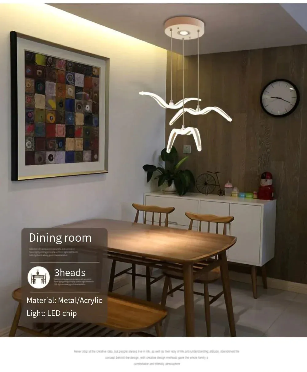Modern LED Pendant Light For Living Room/Dining White Pendant Lamp For Coffee House Bedroom Suspension Acrylic Seagull Lighting