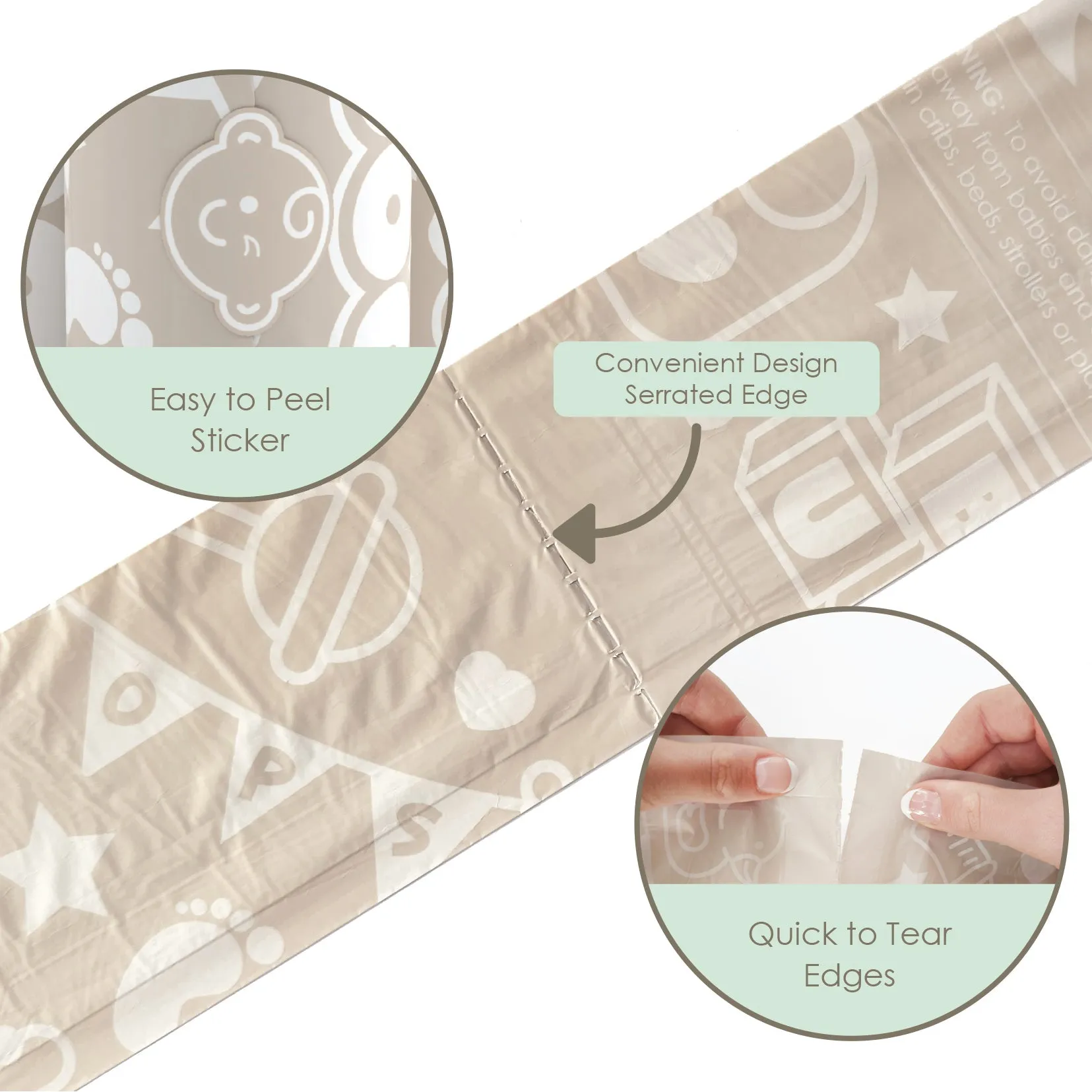 NEW PLANT BASED Baby Disposable Diaper Bags |  100% Compostable - 6 Roll Refill Pack