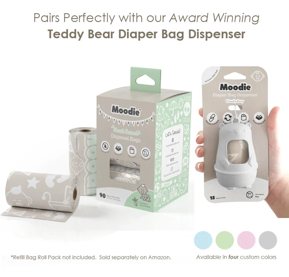 NEW PLANT BASED Baby Disposable Diaper Bags |  100% Compostable - 6 Roll Refill Pack