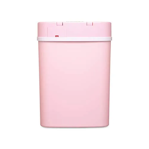 Ninestars DZT-12-5PK Bedroom or Bathroom Automatic Touchless Infrared Motion Sensor Trash Can, 3 Gal 12 L, ABS Plastic (Rectangular, Pink) Trashcan