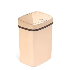 Ninestars DZT-12-5WH Bedroom or Bathroom Automatic Touchless Infrared Motion Sensor Trash Can, 3 Gal 12 L, ABS Plastic (Rectangular, Cream) Trashcan
