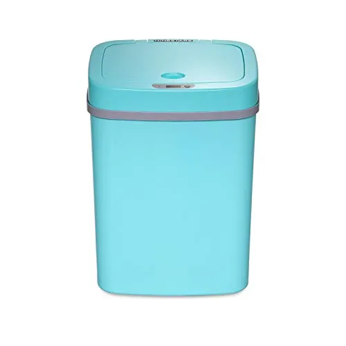 Ninestars, Teal Blue DZT-12-5TB Bedroom or Bathroom Automatic Touchless Infrared Motion Sensor Trash Can, 3 Gal 12 L, ABS Plastic (Rectangular, Trashcan