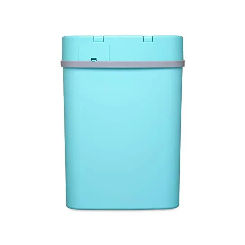 Ninestars, Teal Blue DZT-12-5TB Bedroom or Bathroom Automatic Touchless Infrared Motion Sensor Trash Can, 3 Gal 12 L, ABS Plastic (Rectangular, Trashcan