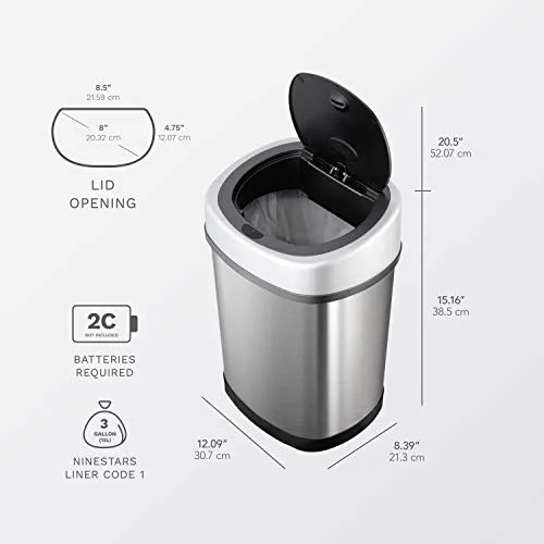 Ninestars Touchless Motion Sensor Trash Can Set