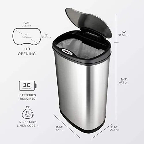 Ninestars Touchless Motion Sensor Trash Can Set