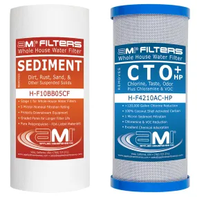 Replacement Filter Pack for Whole House Carbon & Sediment Water Filtration System | 10" 2-Stage