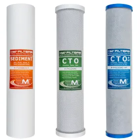 Replacement Filter Pack for Whole House Carbon & Sediment Water Filtration System | 20" 3-Stage