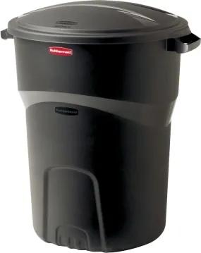 Rubbermaid 1793963 Refuse Container, 32 gal Capacity, Plastic, Black, Friction Lid Closure :EA: QUANTITY: 8