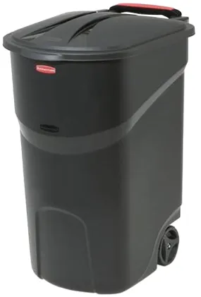 Rubbermaid 2008188 Wheeled Trash Can with Lid, 45 gal Capacity, Plastic, Black, Hinged Closure :EA: QUANTITY: 1