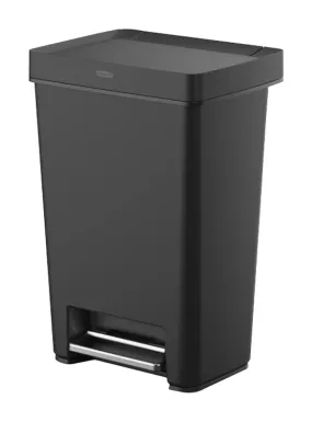 Rubbermaid 2120984 Step-On Trash Can, 13 gal Capacity, Plastic/Stainless Steel, Charcoal, Lid Lock Closure :EA: QUANTITY: 4