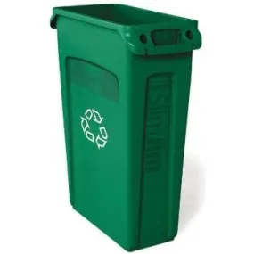 RUBBERMAID VENTED SLIM JIM RECTANGULAR RECYCLING BIN - 23 GAL GREEN