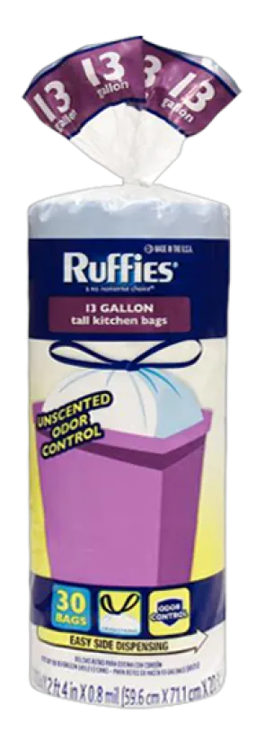 Ruffies Tall Kitchen Trash Bags 13 Gallon