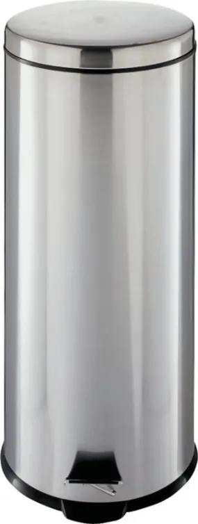 Simple Spaces LYP30F3-3L Trash Can, 7.93 gal Capacity, Plastic/Stainless Steel/Steel, Silver, Flat Lid Closure