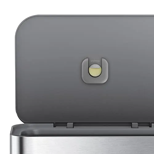 simplehuman 45 Liter / 12 Gallon Liter Rectangular Hands-Free Kitchen Step Trash Can with Soft-Close Lid, Brushed Stainless Steel with Plastic Lid