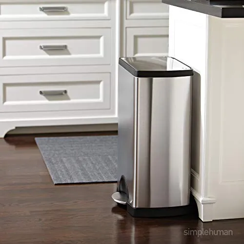 simplehuman 50 Liter / 13.2 Gallon Rectangular Kitchen Step Trash Can, Brushed Stainless Steel