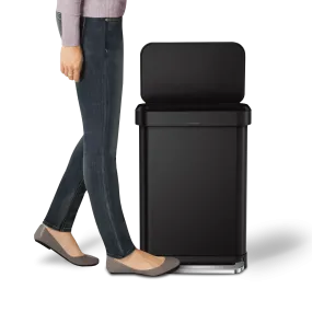 simplehuman 55-Liter Matte Black Indoor Kitchen Hinged Lid Trash Can
