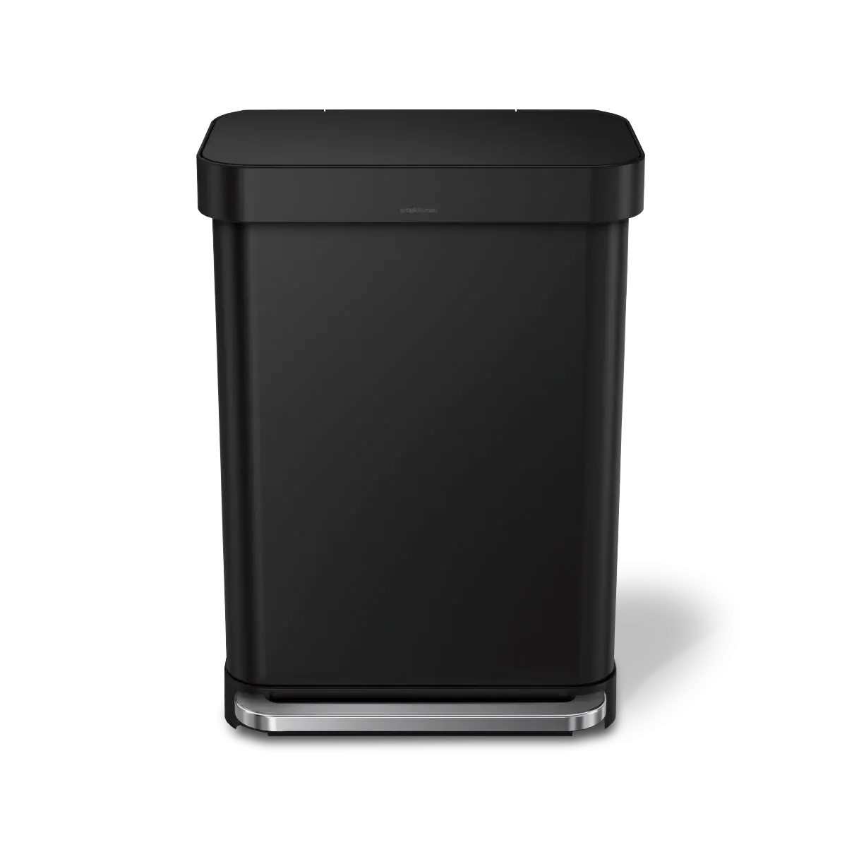 simplehuman 55-Liter Matte Black Indoor Kitchen Hinged Lid Trash Can