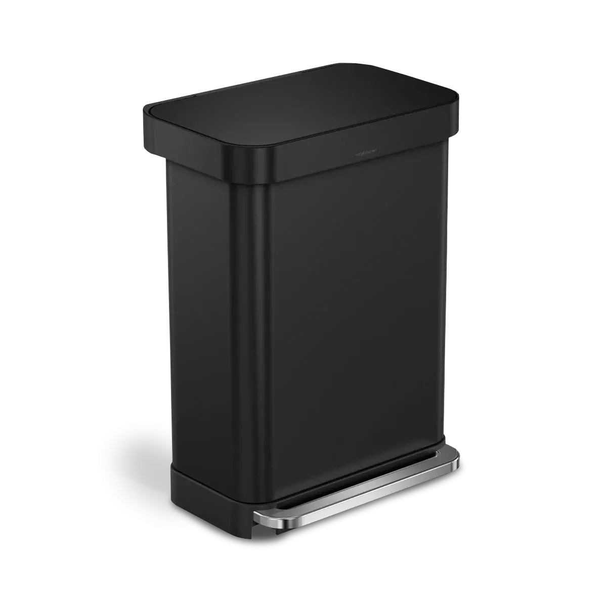 simplehuman 55-Liter Matte Black Indoor Kitchen Hinged Lid Trash Can