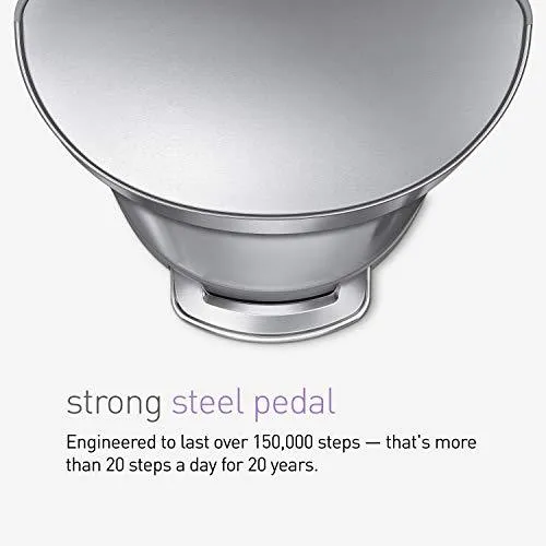 simplehuman 60 Liter Semi-Round Hands-Free Kitchen Step Trash Can with Soft-Close Lid, Brushed