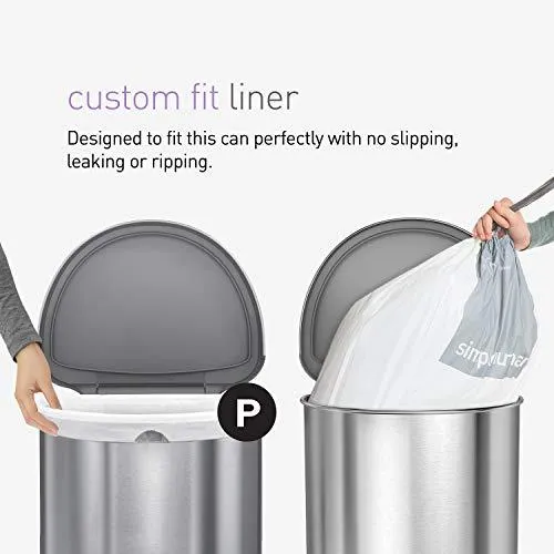 simplehuman 60 Liter Semi-Round Hands-Free Kitchen Step Trash Can with Soft-Close Lid, Brushed