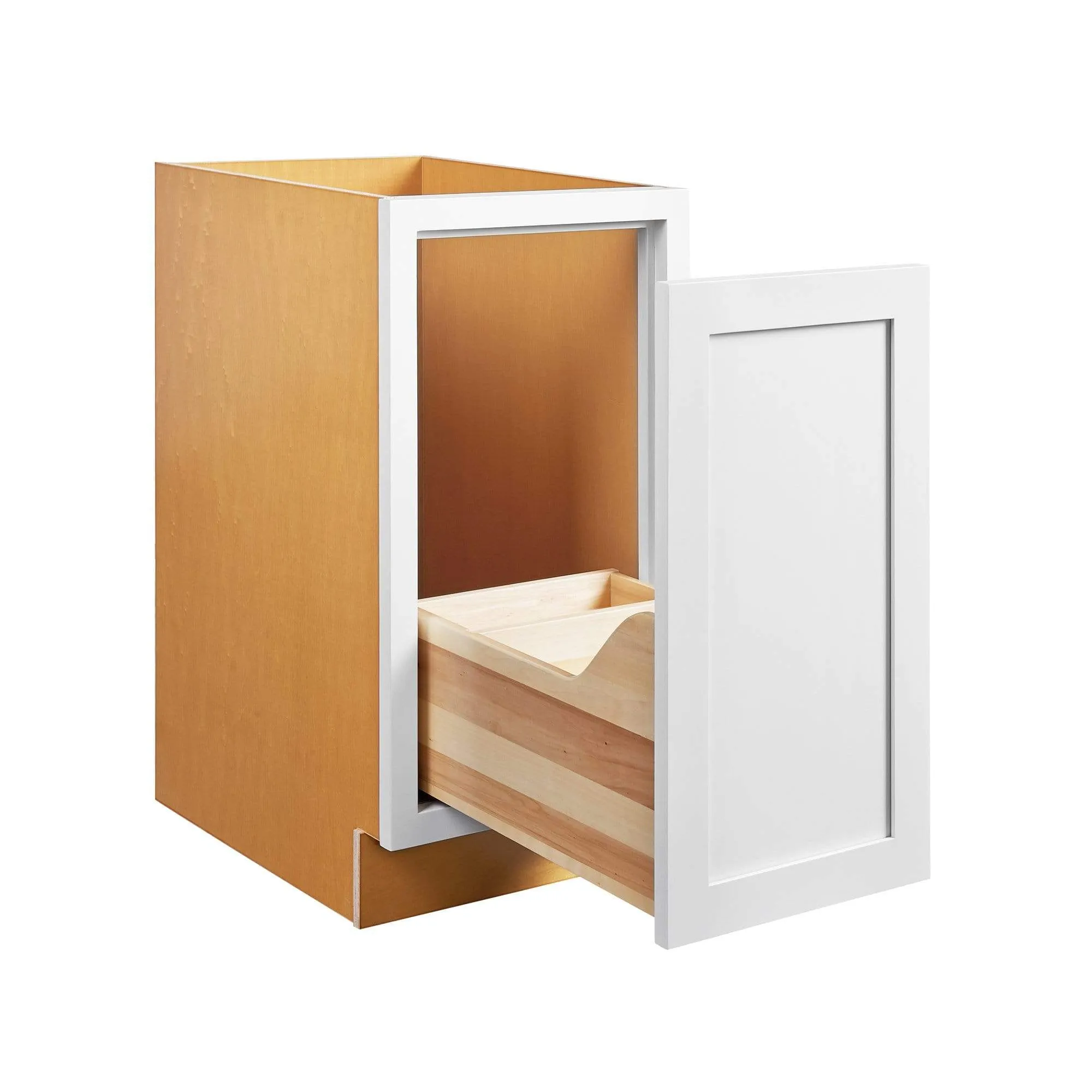Snow White Inset Shaker Trash Can Pullout Base Cabinet 18"