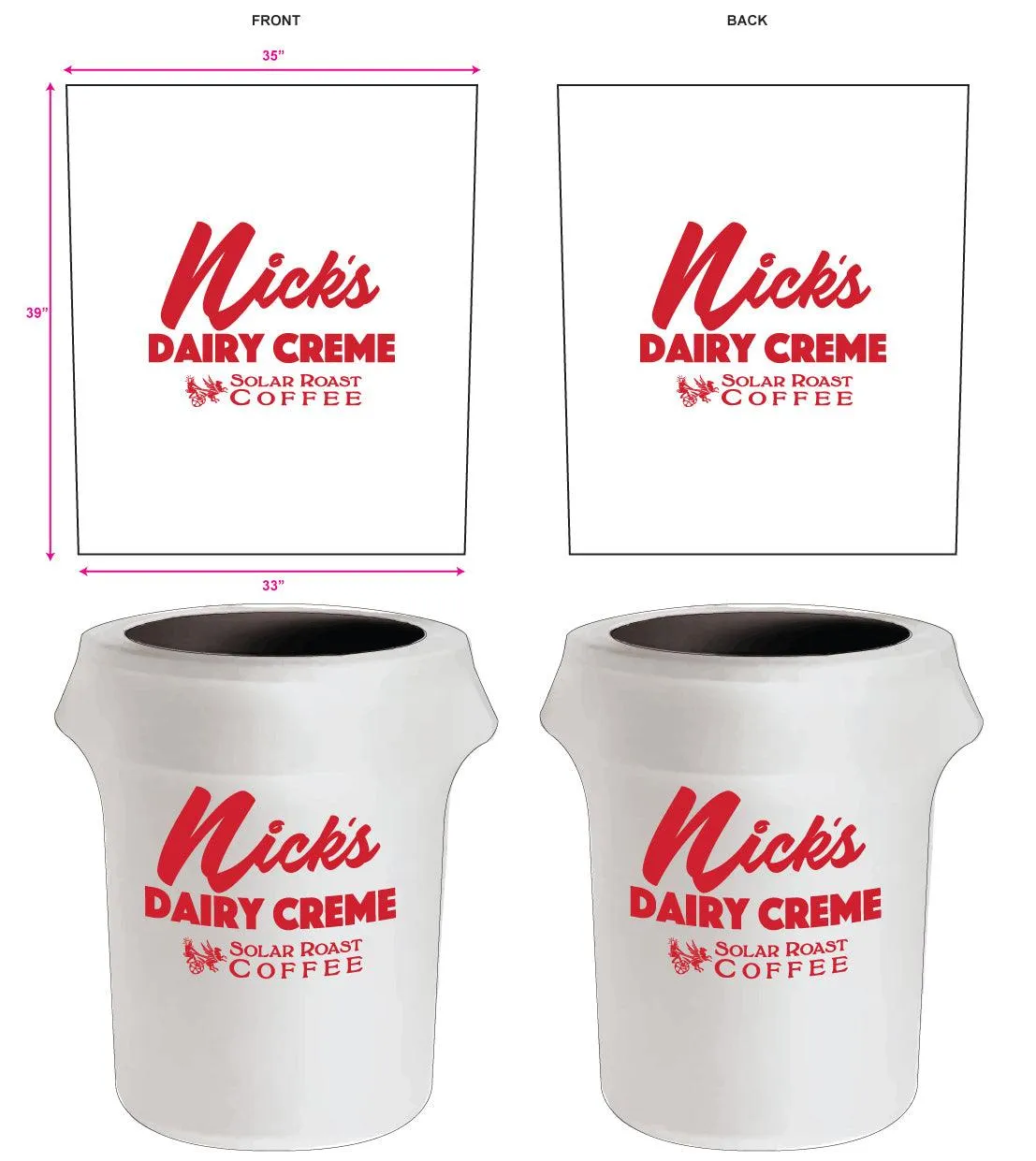 Spandex 55 Gallon Custom Printed Trash Can Cover
