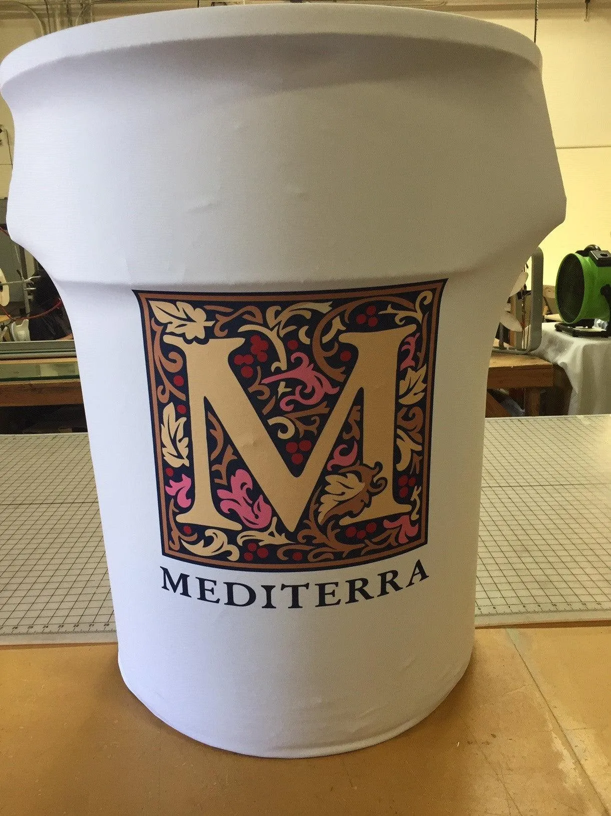 Spandex 55 Gallon Custom Printed Trash Can Cover