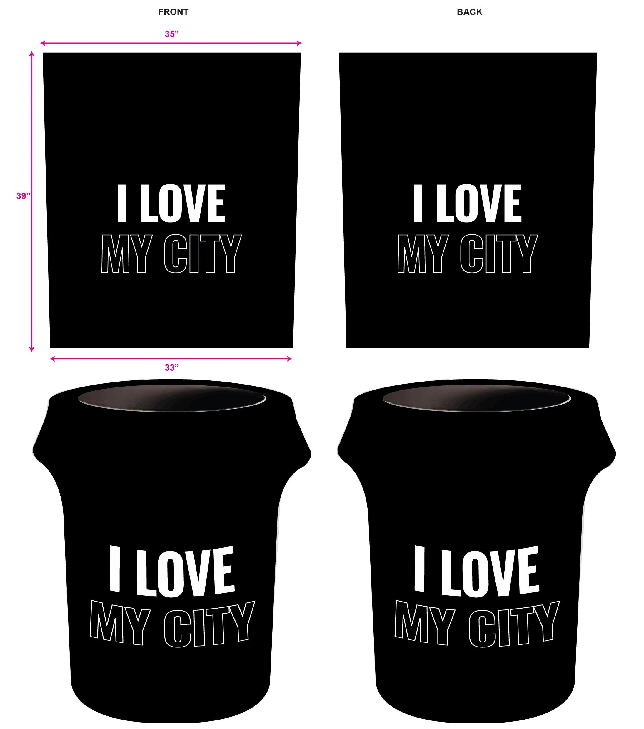 Spandex 55 Gallon Custom Printed Trash Can Cover