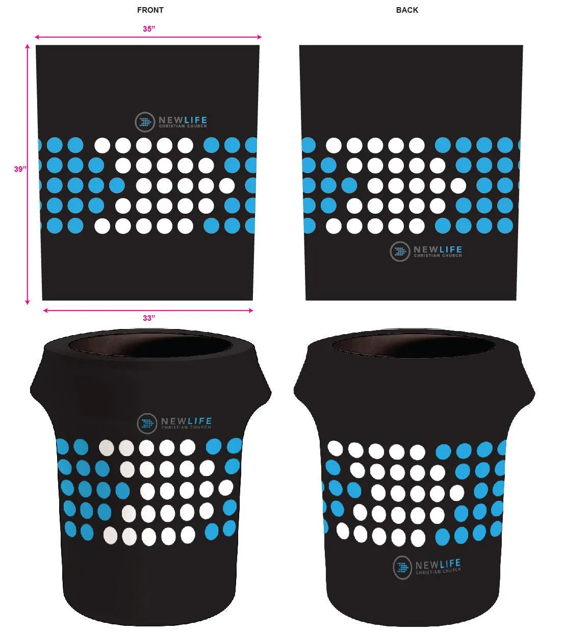 Spandex 55 Gallon Custom Printed Trash Can Cover
