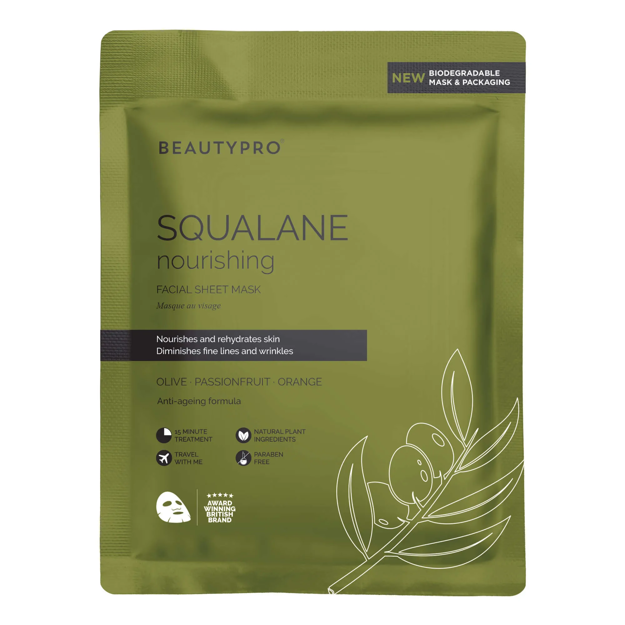 SQUALANE Nourishing Facial Sheet Mask - 100% Biodegradable