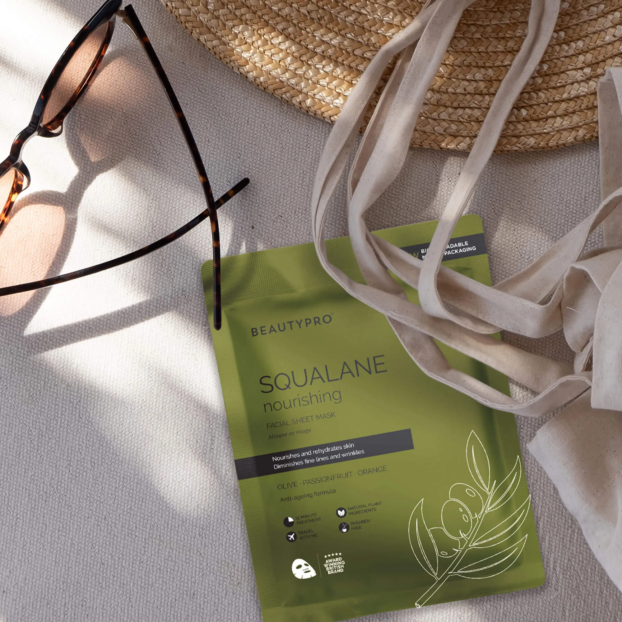 SQUALANE Nourishing Facial Sheet Mask - 100% Biodegradable