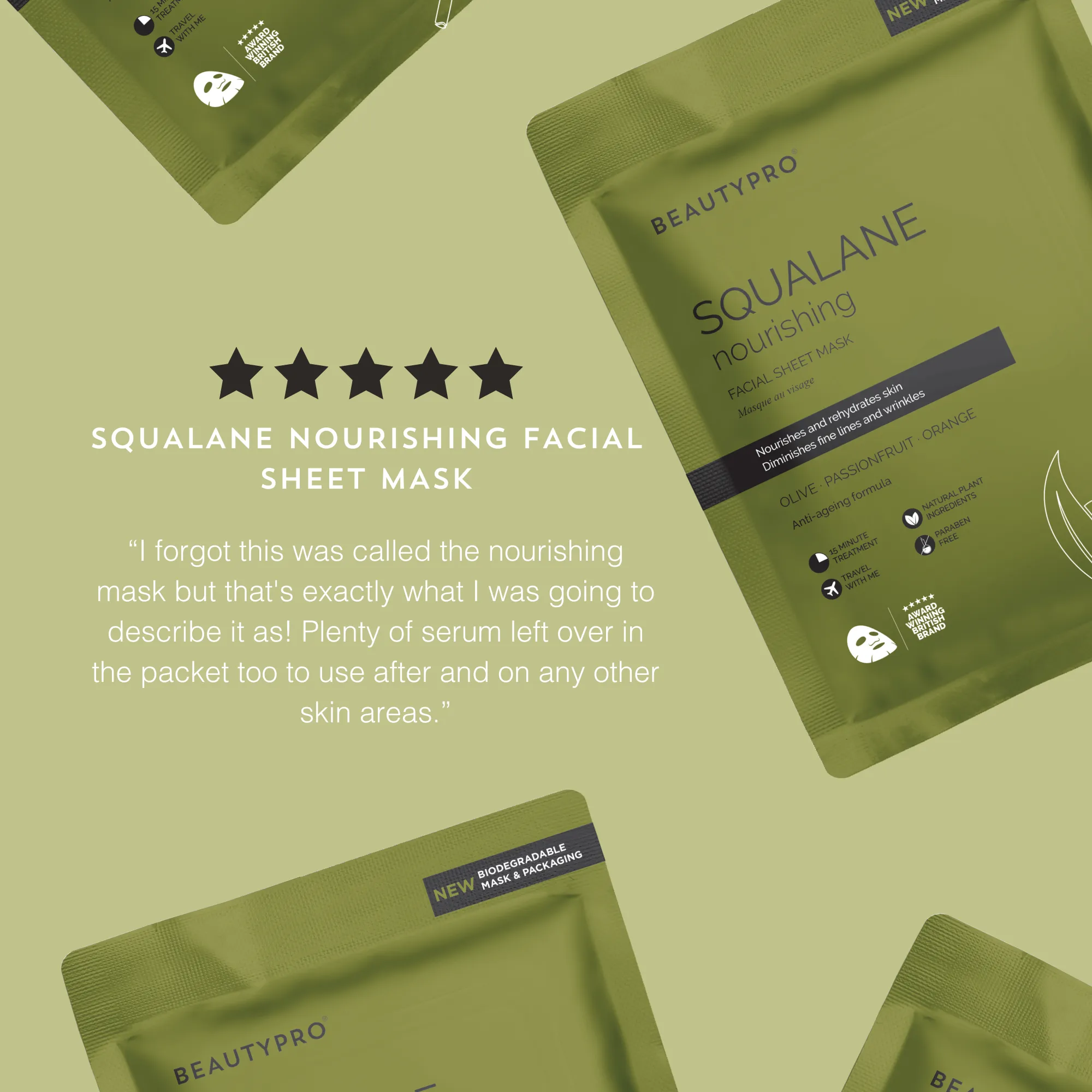 SQUALANE Nourishing Facial Sheet Mask - 100% Biodegradable