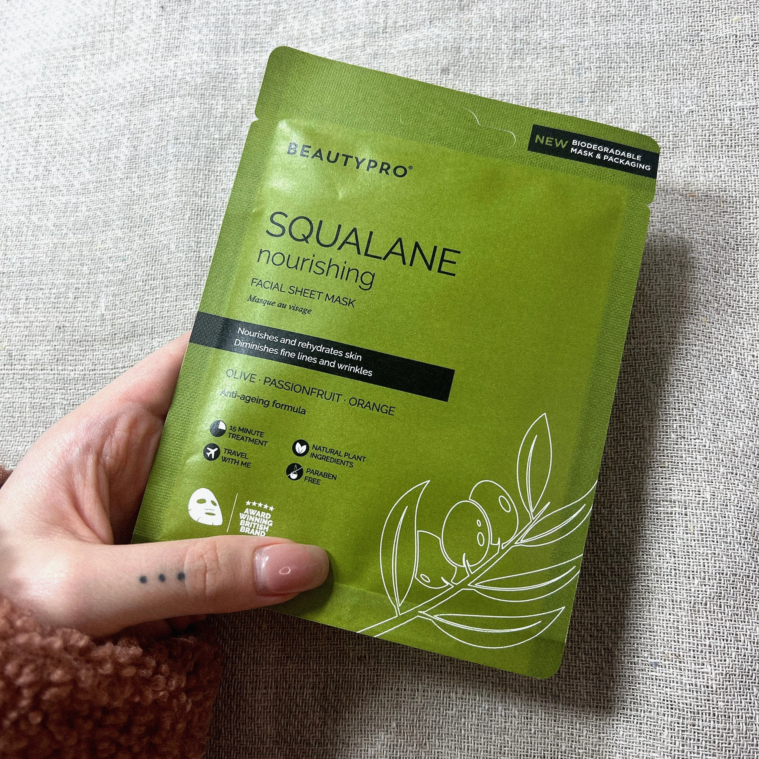SQUALANE Nourishing Facial Sheet Mask - 100% Biodegradable