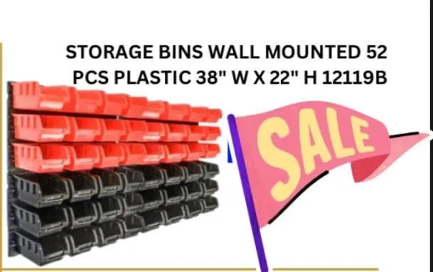 Storage Bins Wall Mounted 52 pieces Plastic 38 Inches&nbsp; x 22 Inches you can store a large quantity of items while still keeping everything organized and accessible.- 12119B