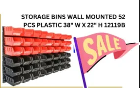 Storage Bins Wall Mounted 52 pieces Plastic 38 Inches&nbsp; x 22 Inches you can store a large quantity of items while still keeping everything organized and accessible.- 12119B