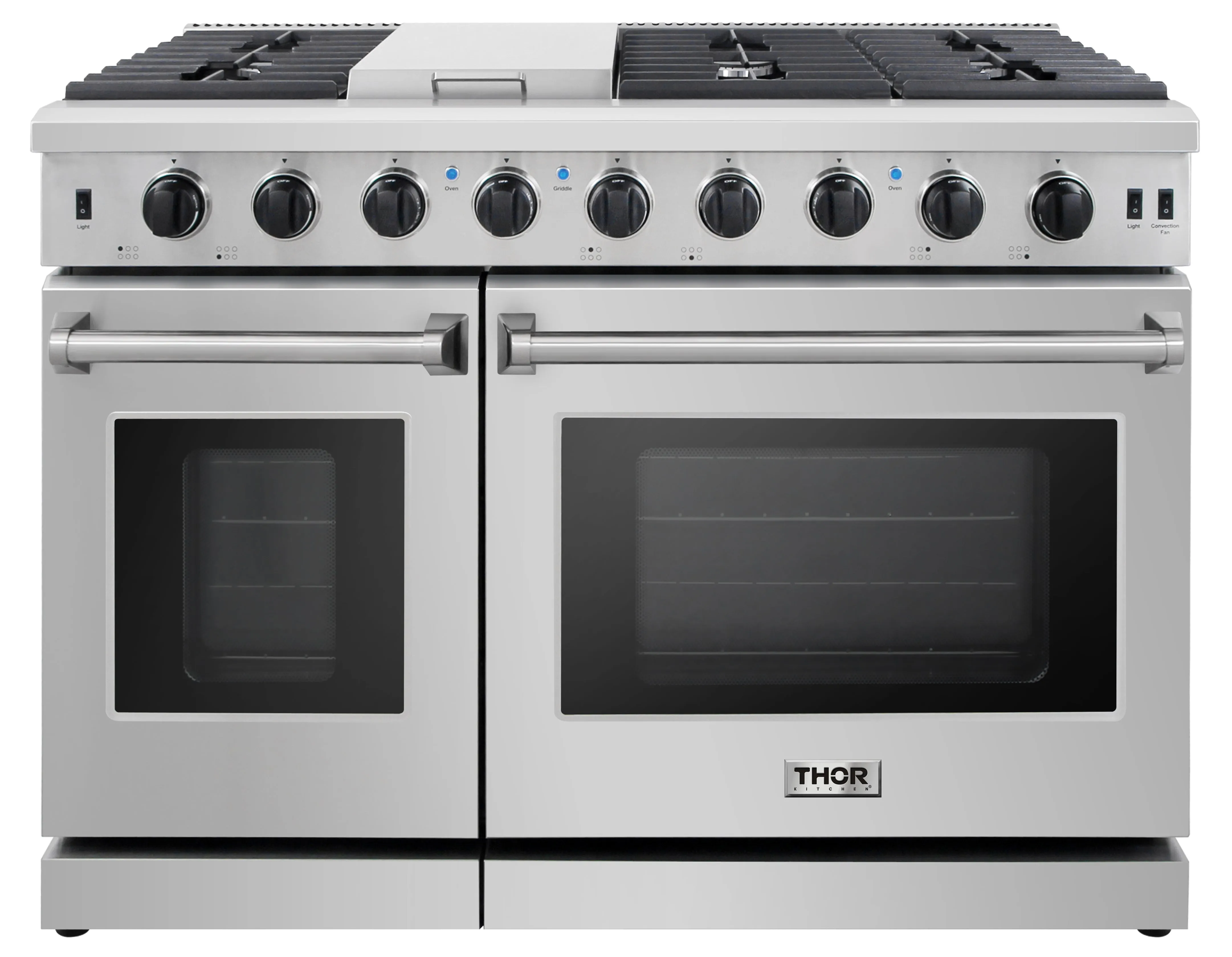 Thor Kitchen 5-Piece Appliance Package - 48-Inch Gas Range, French Door Refrigerator, Dishwasher, Under Cabinet 16.5-Inch Tall Hood & Wine Cooler in Stainless Steel
