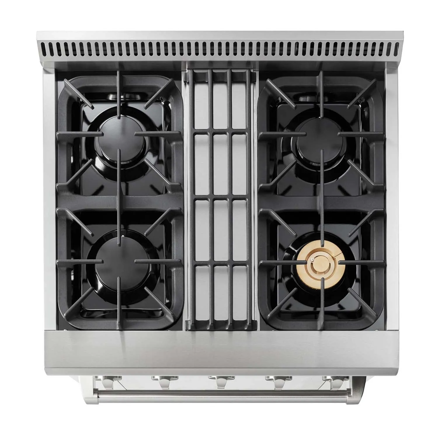 Thor Kitchen 5-Piece Pro Appliance Package - 30-Inch Dual Fuel Range, French Door Refrigerator, Pro-Style Wall Mount Hood, Dishwasher, and Wine Cooler in Stainless Steel