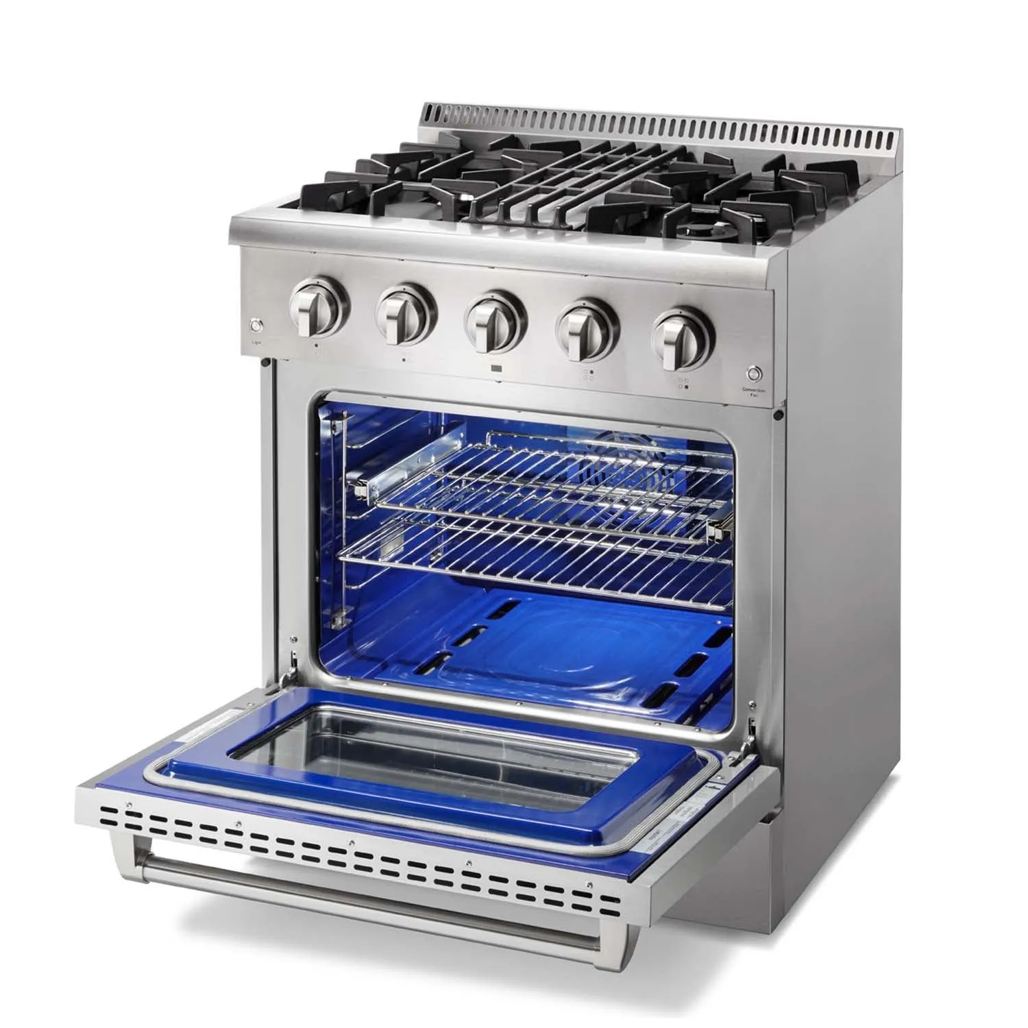Thor Kitchen 5-Piece Pro Appliance Package - 30-Inch Dual Fuel Range, French Door Refrigerator, Wall Mount Hood, Dishwasher, and Wine Cooler in Stainless Steel