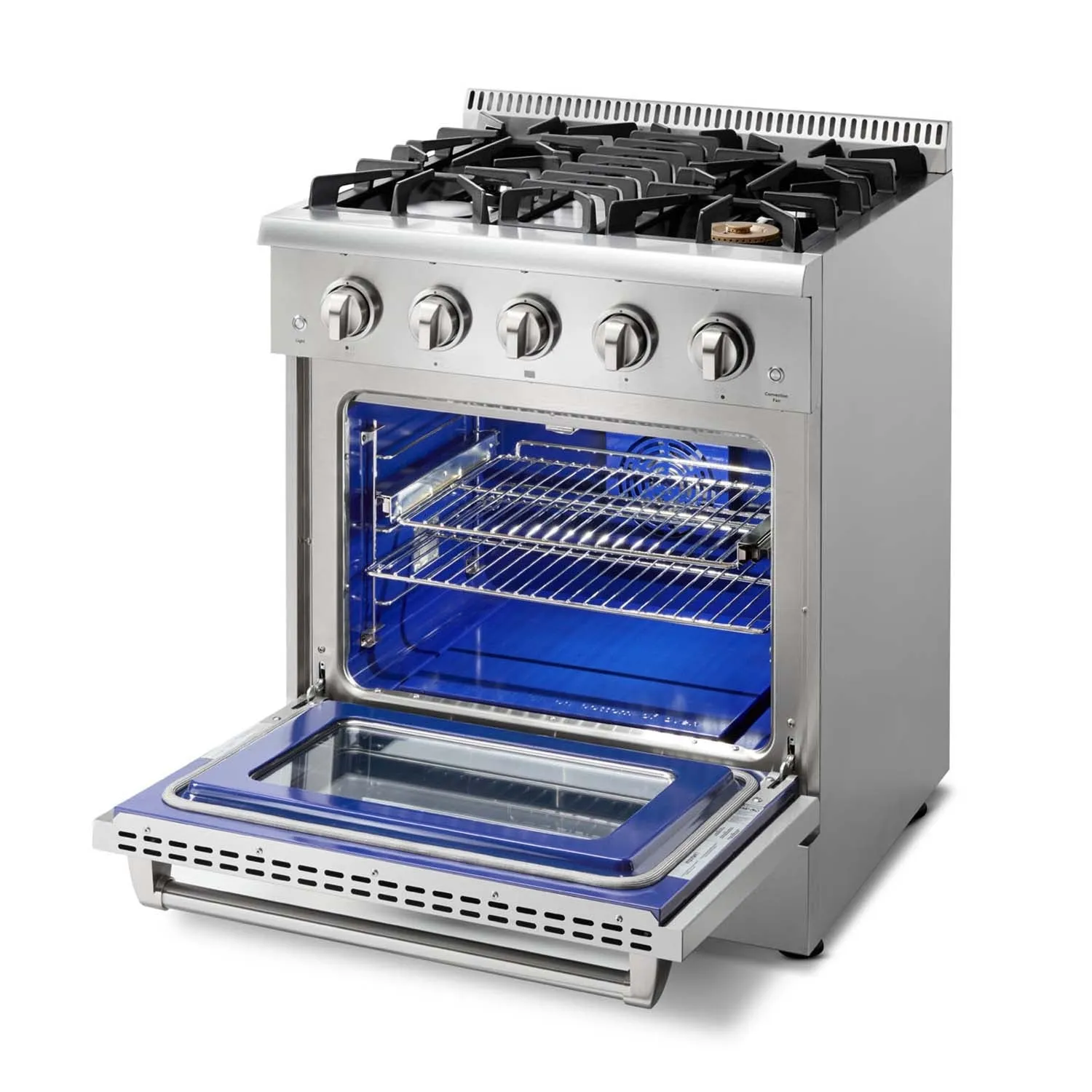 Thor Kitchen 5-Piece Pro Appliance Package - 30-Inch Gas Range, French Door Refrigerator, Under Cabinet Hood, Dishwasher, and Wine Cooler in Stainless Steel