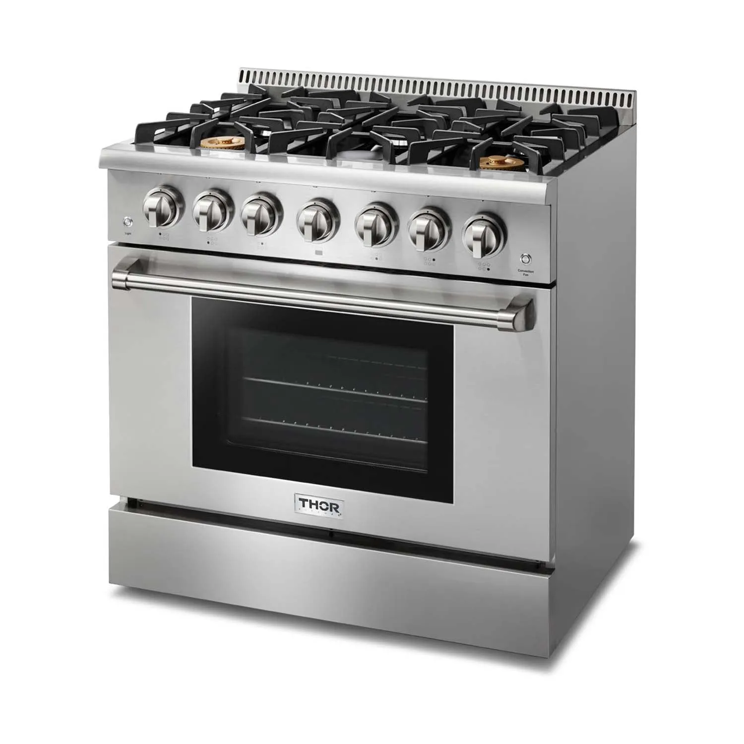 Thor Kitchen 5-Piece Pro Appliance Package - 36-Inch Gas Range, French Door Refrigerator, Pro-Style Wall Mount Hood, Dishwasher, and Wine Cooler in Stainless Steel