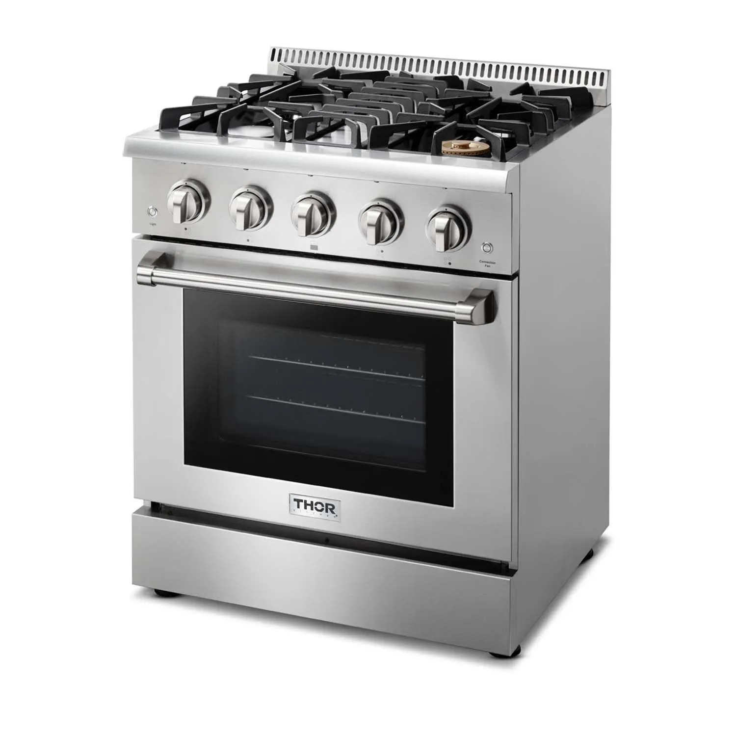 Thor Kitchen 6-Piece Pro Appliance Package - 30-Inch Gas Range, French Door Refrigerator, Wall Mount Hood, Dishwasher, Microwave Drawer, & Wine Cooler in Stainless Steel
