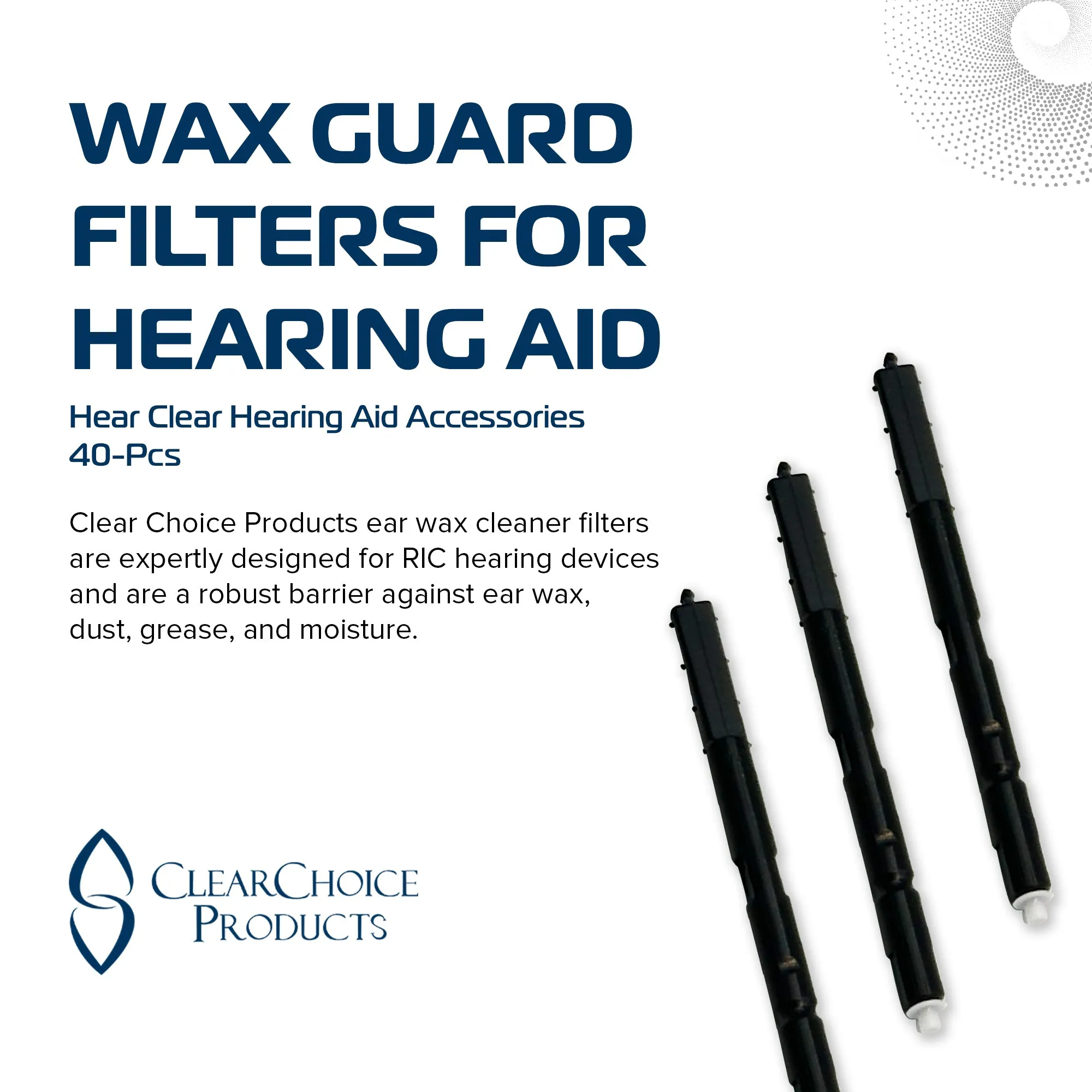 Wax Guard Filters for Hearing Aid, 40-Pcs