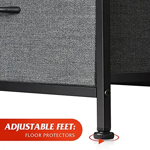 WLIVE Fabric Dresser for Bedroom, Tall Dresser with 8 Drawers, Storage Tower with Fabric Bins, Double Dresser, Chest of Drawers for Closet, Living Room, Hallway, Dormitory, Dark Grey