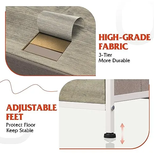 WLIVE Fabric Dresser for Bedroom, Tall Dresser with 8 Drawers, Storage Tower with Fabric Bins, Double Dresser, Chest of Drawers for Closet, Living Room, Hallway, Greige